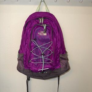 The North Face Purple, Mint and Gray Jester Backpack with Front Bungee